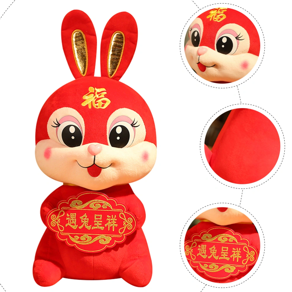 Chinese Style Plush Rabbit Doll 2023 Year of the Rabbit Doll Cartoon Rabbit Plush Toy