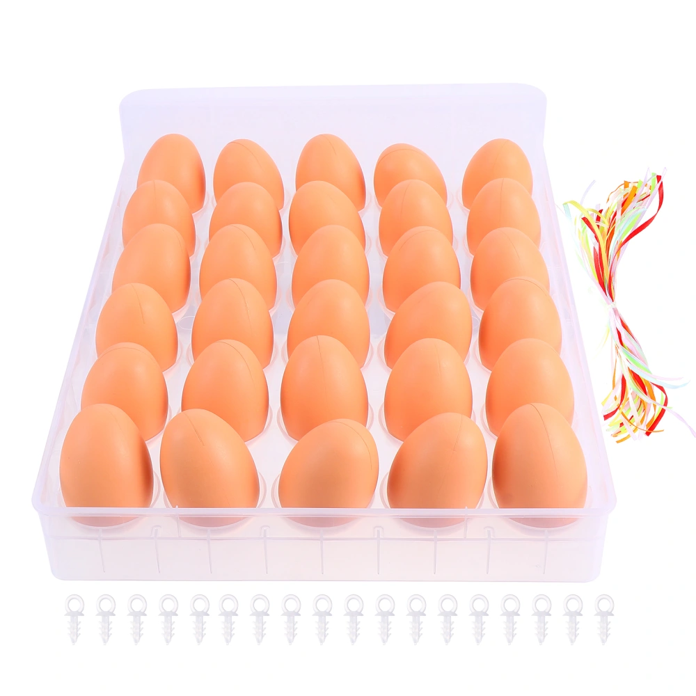 50pcs Blank Painting Eggs Easter Fake Eggs Ornaments Children DIY Eggs with Rope