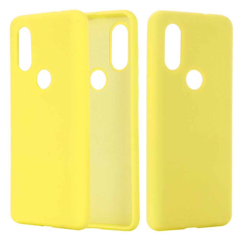 Liquid Silicone Phone Case Comfortable Full Covered Scratch-resistant Shockproof Protective Cover Compatible for Motorola Moto One /P30 Play (Yellow)