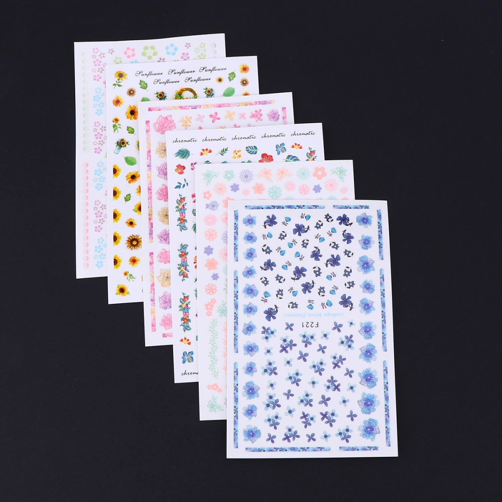 12pcs Classic Nail Art Sticker Watercolor Flower Nail Patch Nail Decals Creative Nail Art Decor for Women Lady Girls