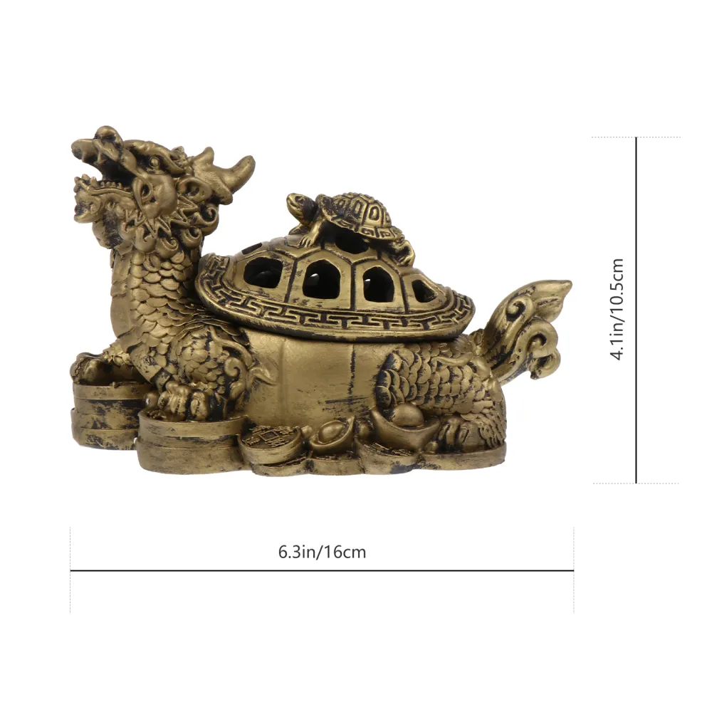 Dragon Tortoise Incense Burner Ash Catcher with Lid Aromatherapy Ornament