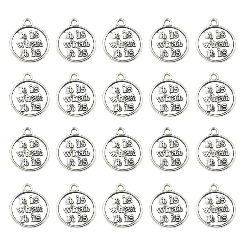 20pcs It Is What It Is Letters Necklace Pendants Alloy DIY Charms Jewelry Making Accessory for Bracelet Crafts (Antique Silver)