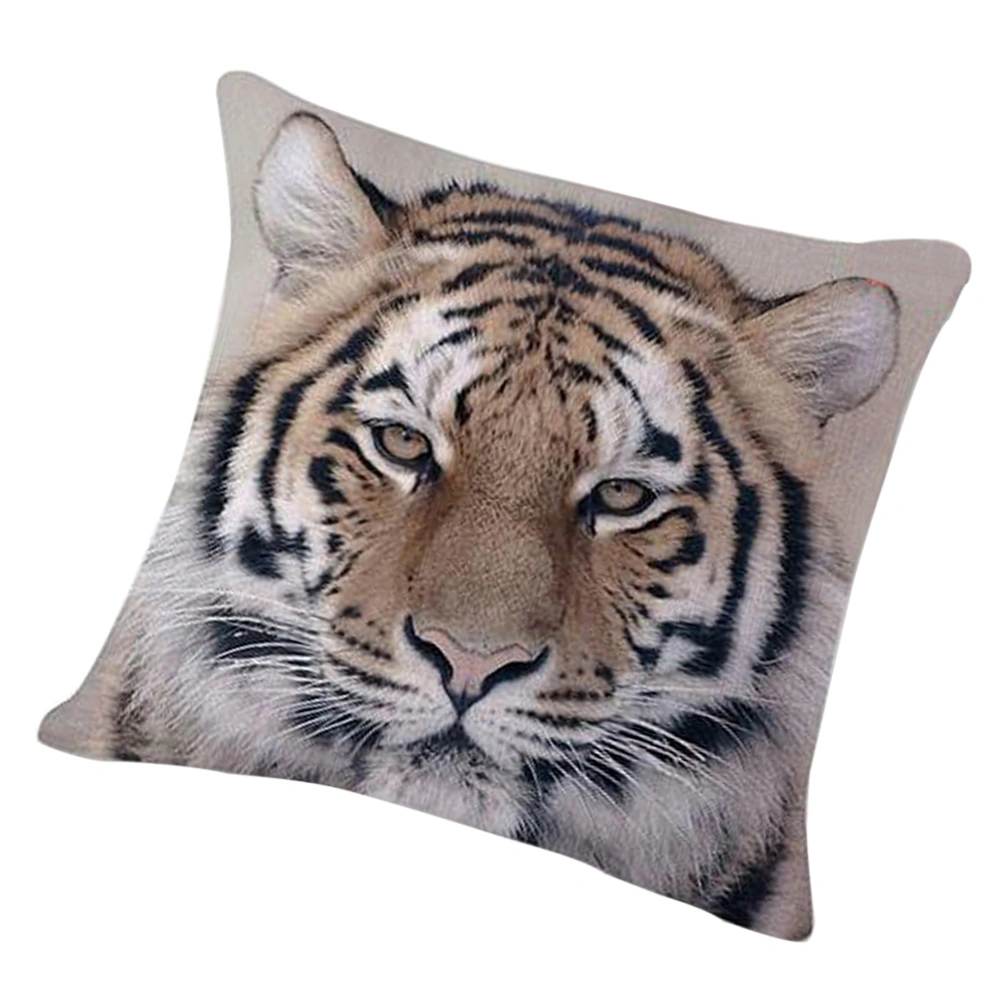 Fashion Cotton Linen Square Decorative Throw Pillow Case Cushion Cover 18" x 18" (Tiger)