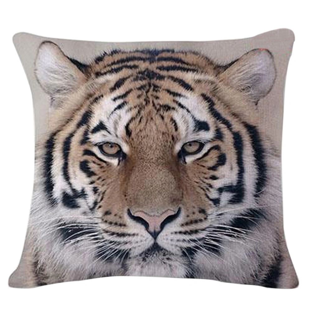 Fashion Cotton Linen Square Decorative Throw Pillow Case Cushion Cover 18" x 18" (Tiger)