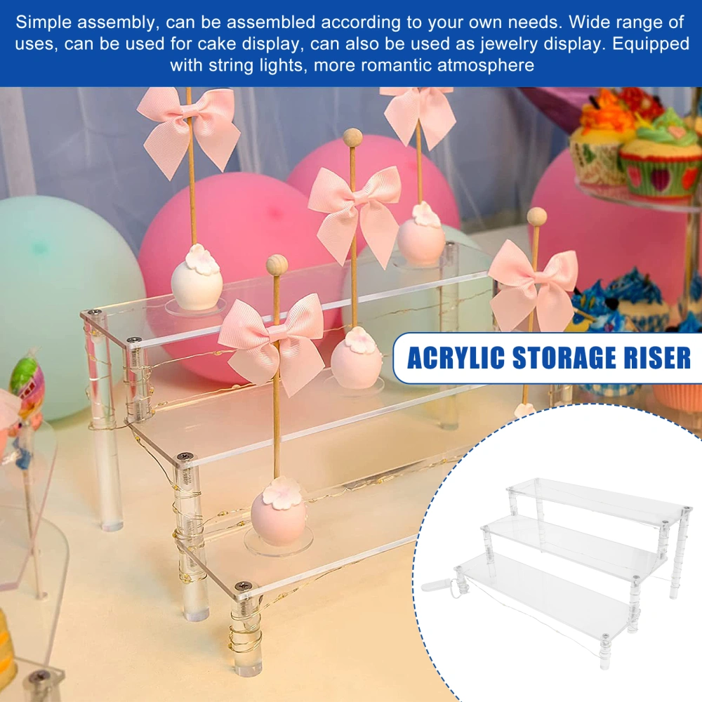 Clear LED Dessert Riser Acrylic Display Stand Glasses Storage Rack for Home