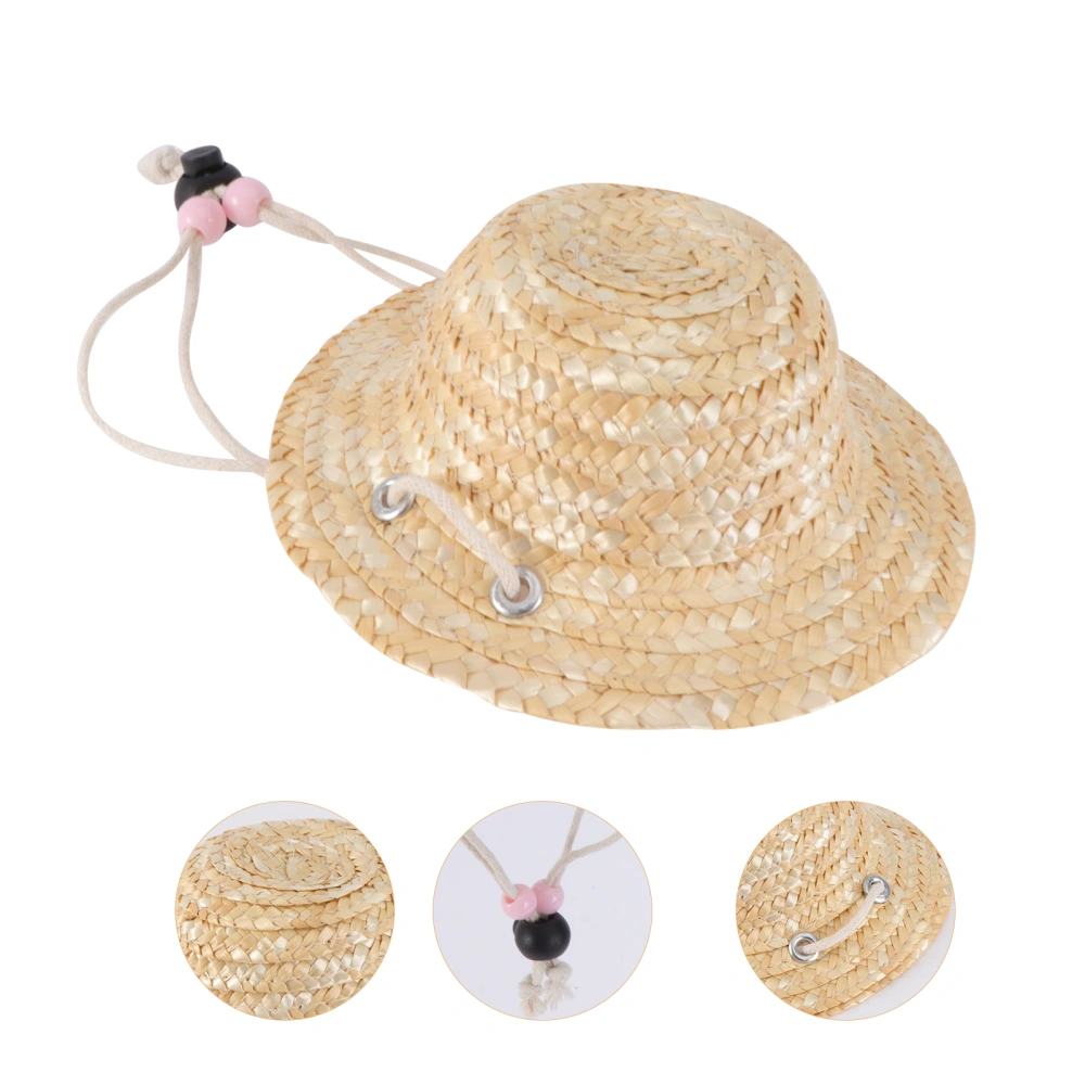 1pc Adjustable Exquisite Pet Straw Hat Cat Sunshade Straw Hat (Random Color)