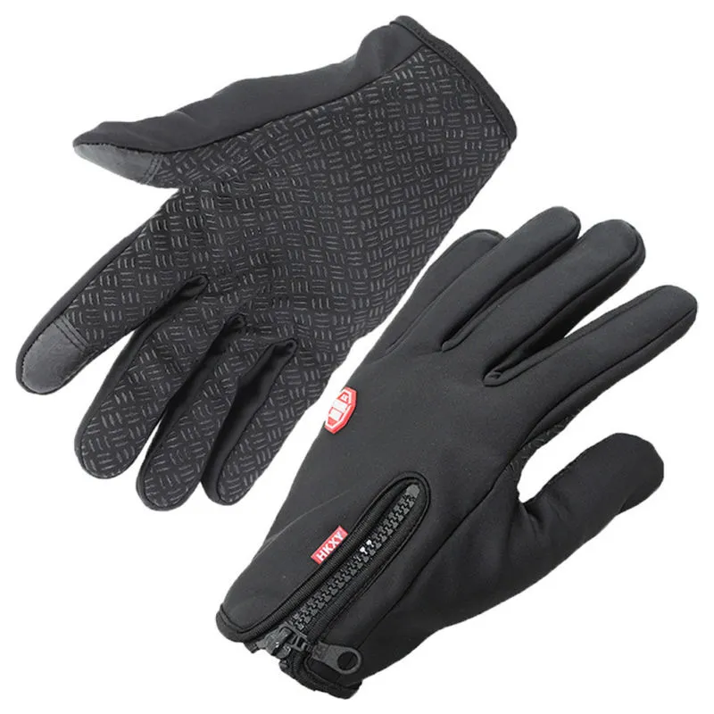 Outdoor Winter Warmer Touch Screen Cold Weather Waterproof Windproof Fleece Full Finger Gloves Size L (Black)