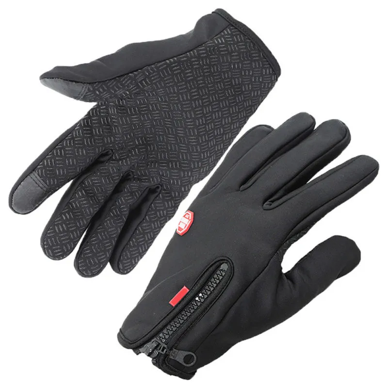 Outdoor Winter Warmer Touch Screen Cold Weather Waterproof Windproof Fleece Full Finger Gloves Size L (Black)