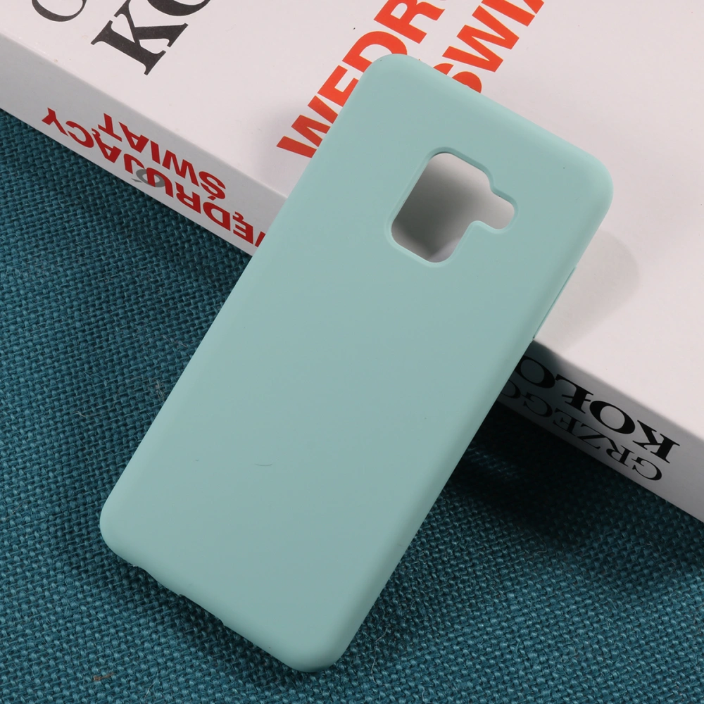 Phone Shell Solid Silicone Series Scrub Feel Inner Lining Scratch-proof Anti-fingerprint Anti-sticking All-inclusive Phone Case for Galaxy A8 (2018)(Sky Blue)