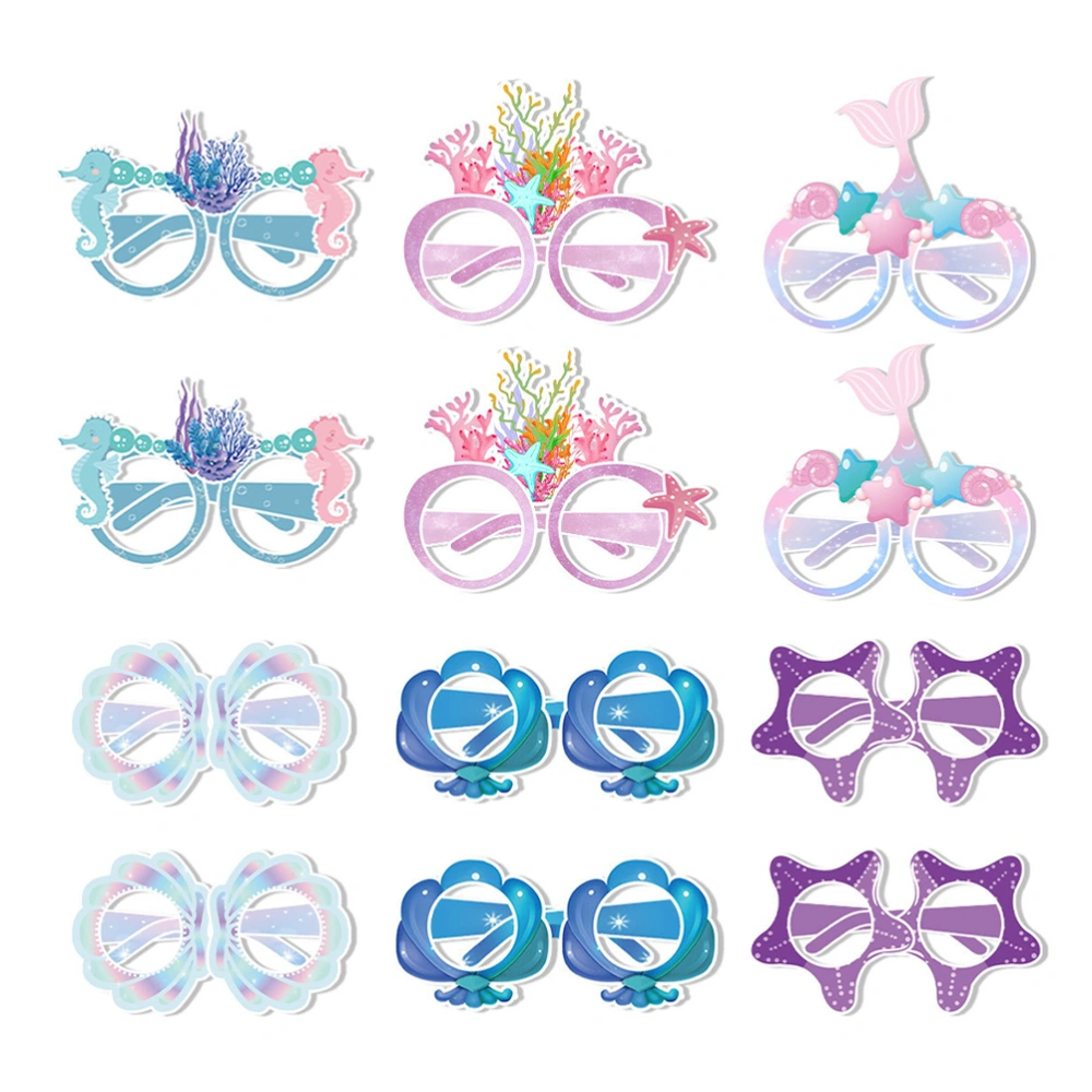 12 Pairs Ocean Theme Eyeglasses Kids Summer Birthday Party Glasses Photo Props