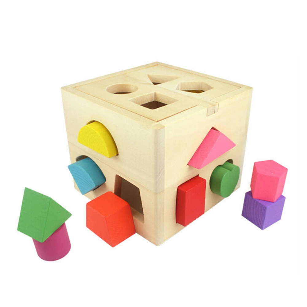 Classic Wooden Shape Sorter Cube Geometric Shape Pieces Educational Toys for Kids