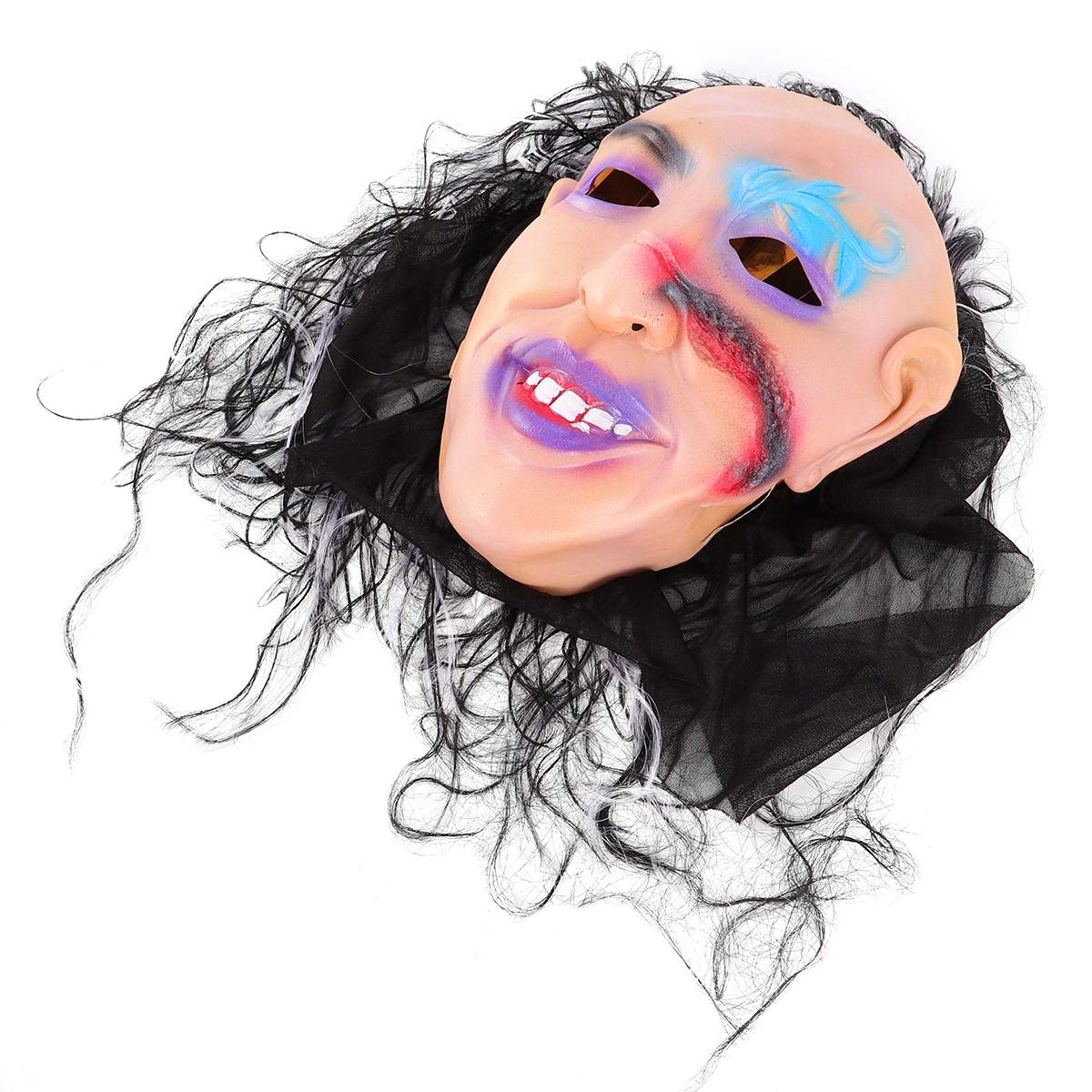 1pc Halloween Haunted House Creep Witch Mask Horror Head Cover Party Holder Halloween Props for Adults (Scar Style)