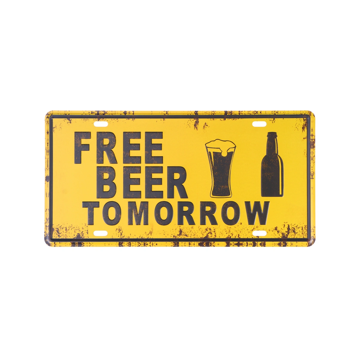 FREE BEER TOMORROW License Plate Metal Sign Modern Wall Art Bar Decor