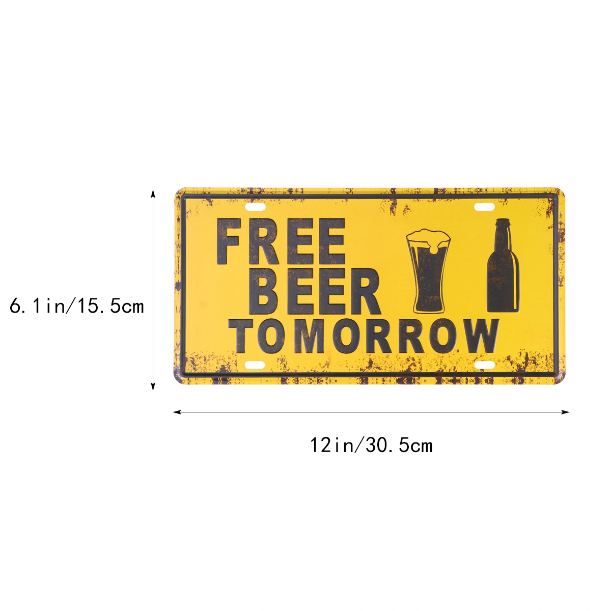 FREE BEER TOMORROW License Plate Metal Sign Modern Wall Art Bar Decor