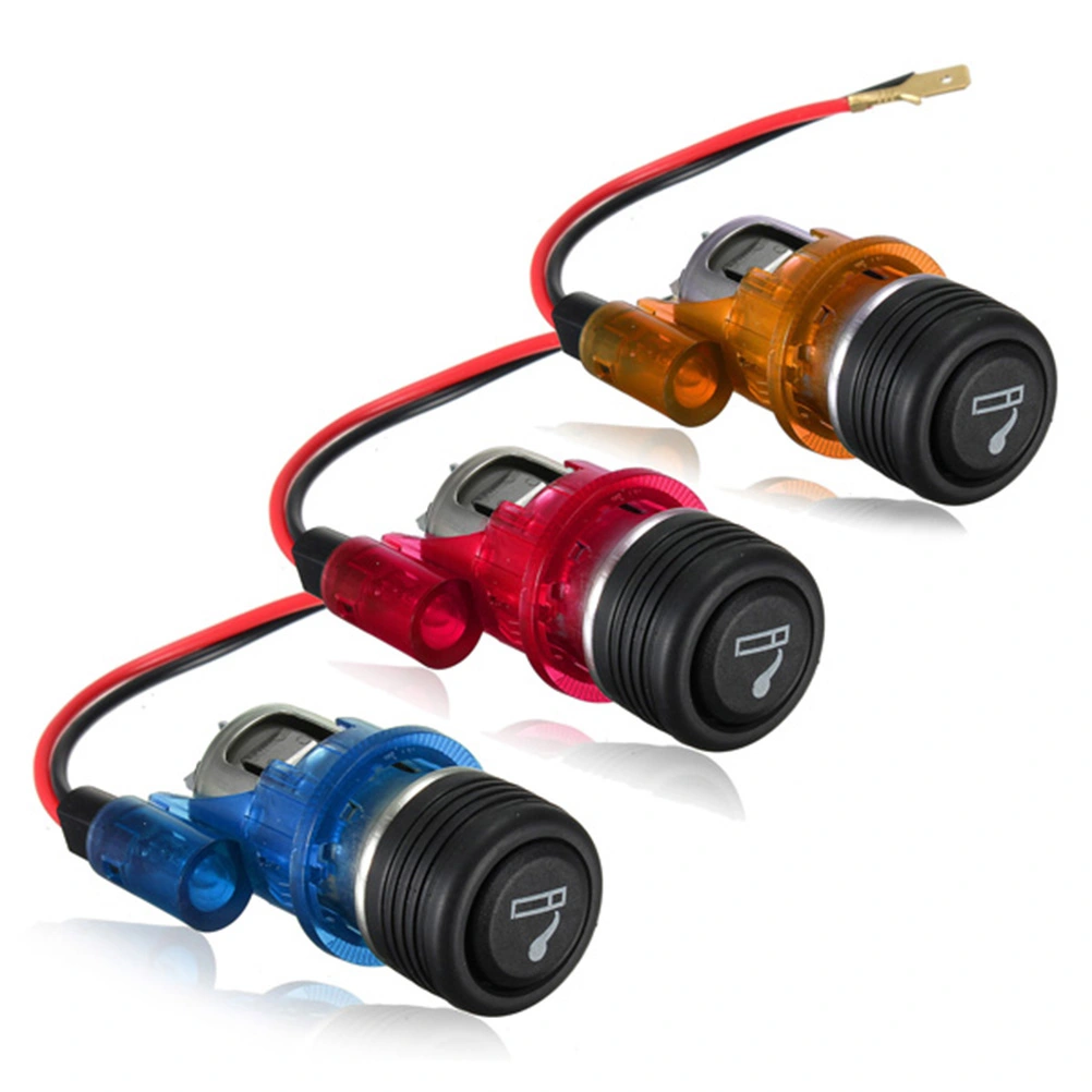 Universal Illuminous Car Cigarette Lighter Assembly 12V for Auto Motorcycle with Socket & Cable (Red)