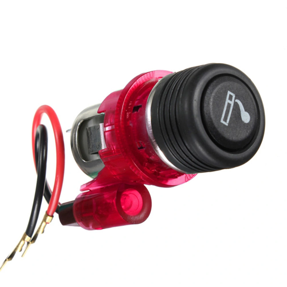 Universal Illuminous Car Cigarette Lighter Assembly 12V for Auto Motorcycle with Socket & Cable (Red)