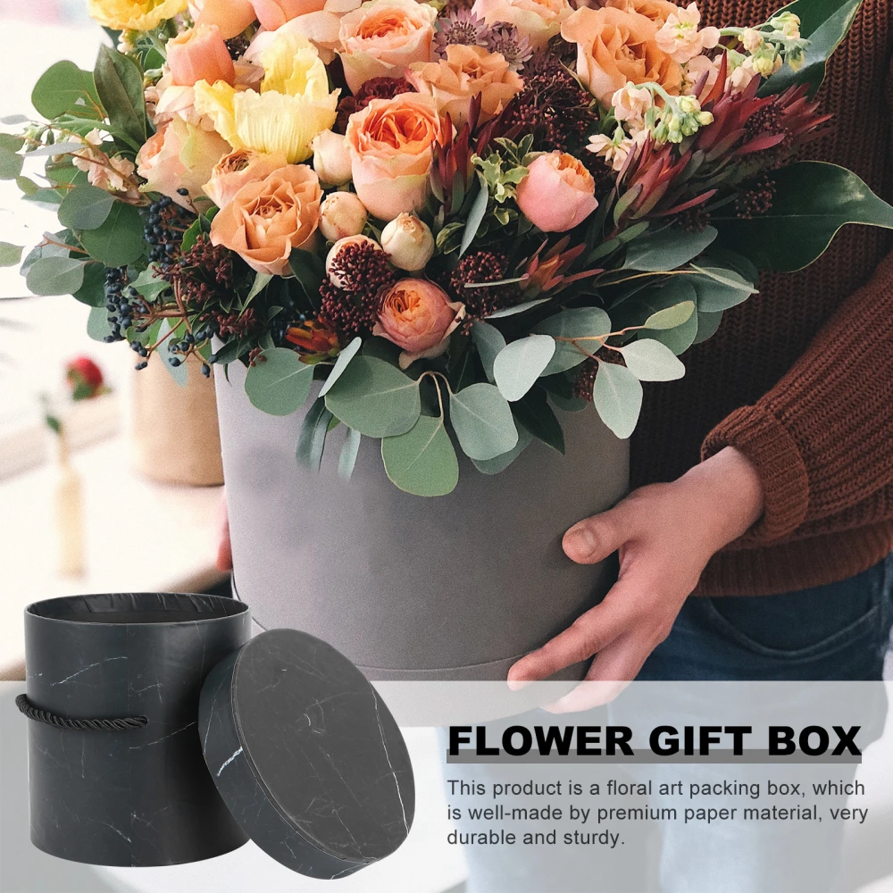 1pc Portable Florist Hat Box Gift Box Packaging Box Round Flower Wrapping Box