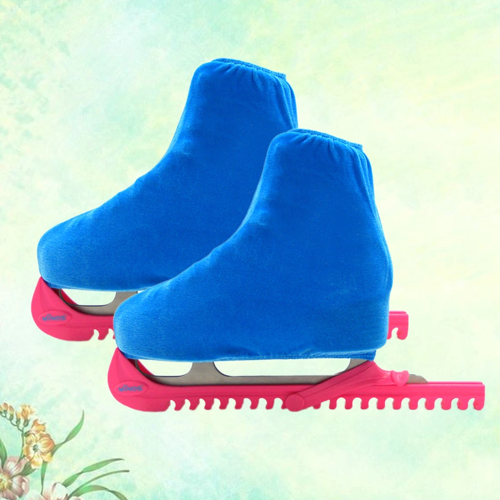 A Pair of Ice Skating Figure Skating Shoes Cover Solid Rollar Skate Shoes Accessories Size L (Sapphire Blue)
