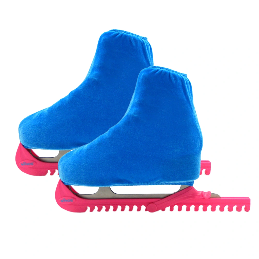 A Pair of Ice Skating Figure Skating Shoes Cover Solid Rollar Skate Shoes Accessories Size L (Sapphire Blue)