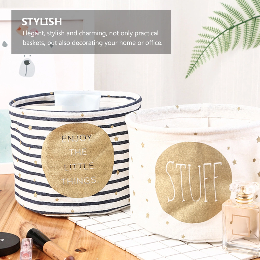 1 Pc Foldable Cotton Desk Storage Boxes Waterproof Storage Basket Organizer
