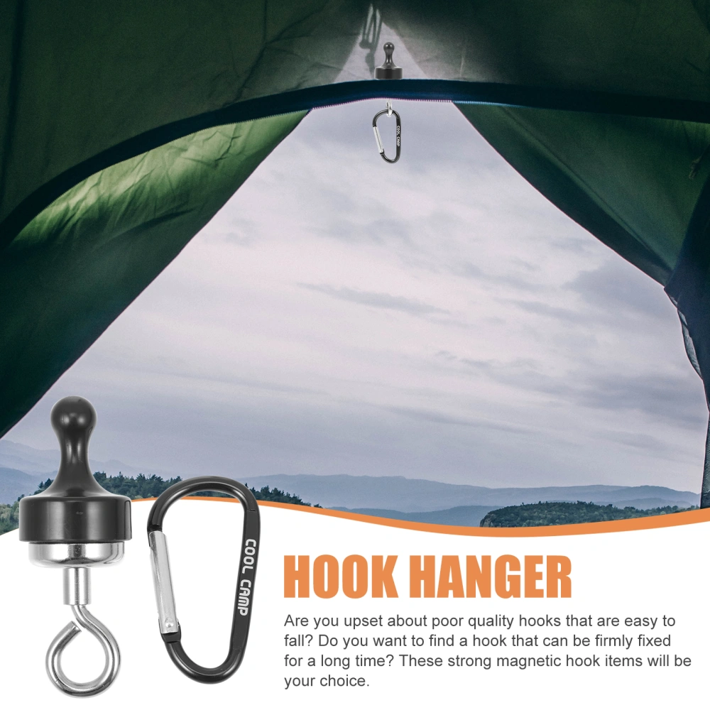 1Pc Outdoor Camping Hook Strong Magnet Hanger Hanging Hook for Light (Black)