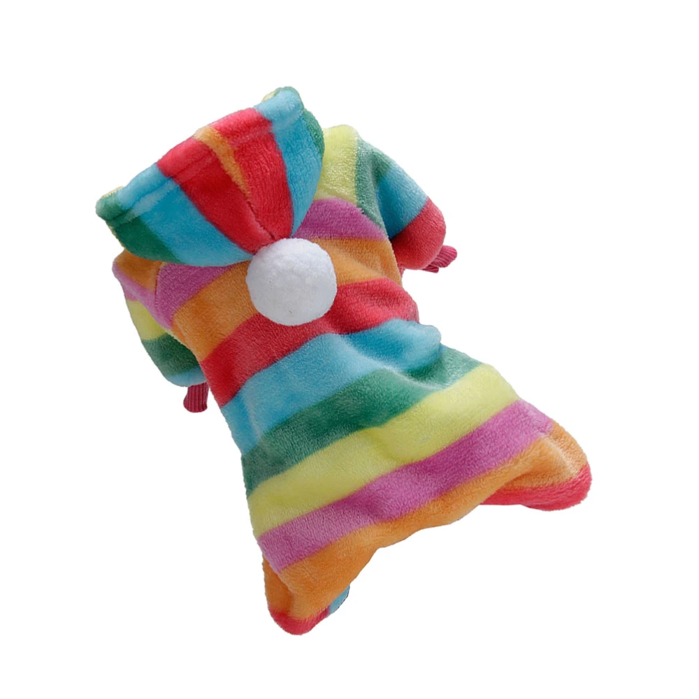 Four Leg Pet Clothing Dog Winter Warm Clothes Puppy Rainbow Stripe Coat Party Costume (Size M)