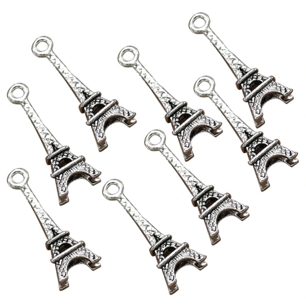 50pcs Iron Tower Pendants Alloy Charms DIY Jewelry Making Accessory for Necklace Bracelet (Antique Silver)