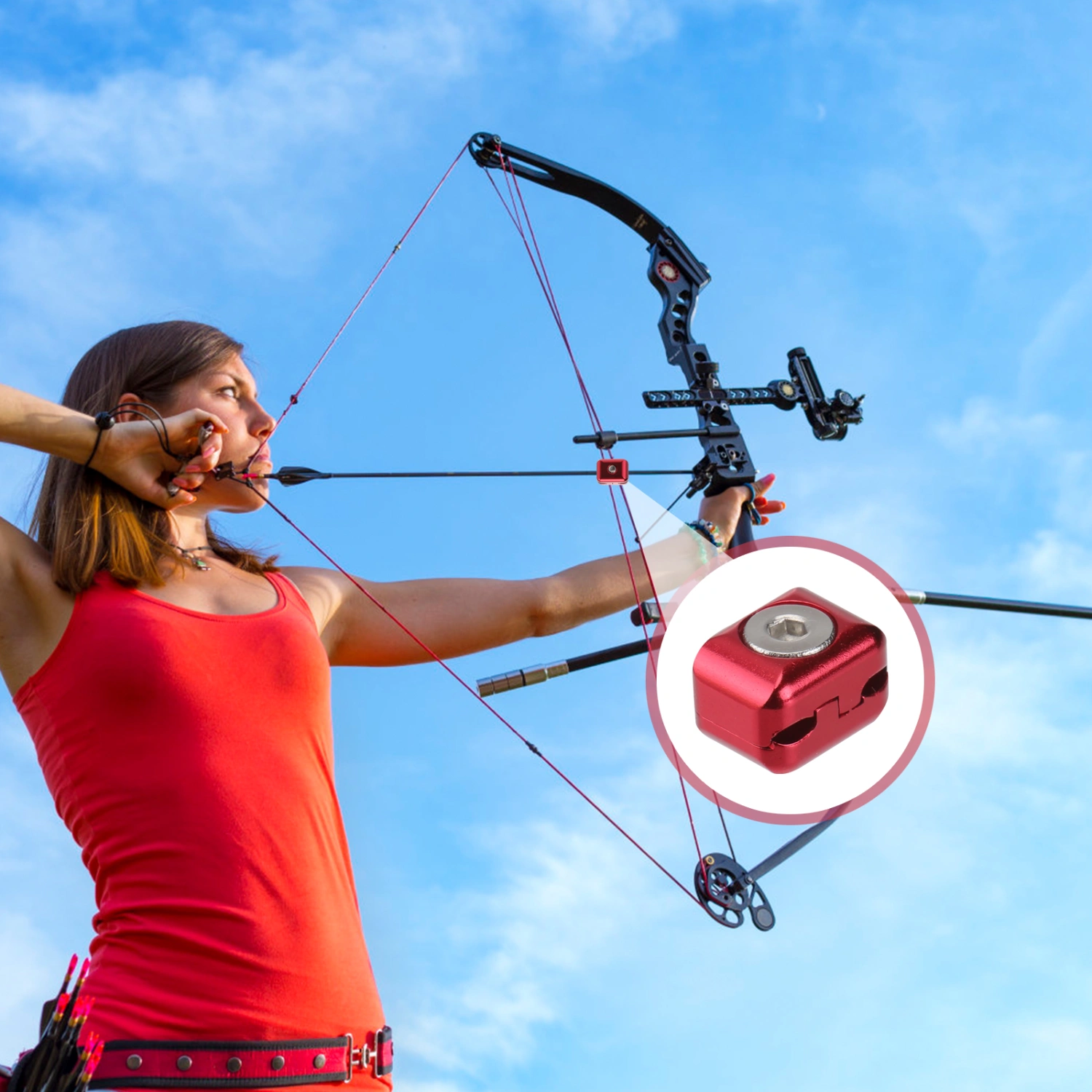 Archery Buckle Drop Away Arrow Rest Buckle Clip Fastener Compound Recurve Bow Hunting Accessory (Red)
