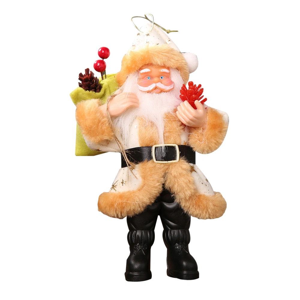 Christmas Santa Claus Pendant Father Christmas Doll Decoration Santa Toy Ornaments (Beige)