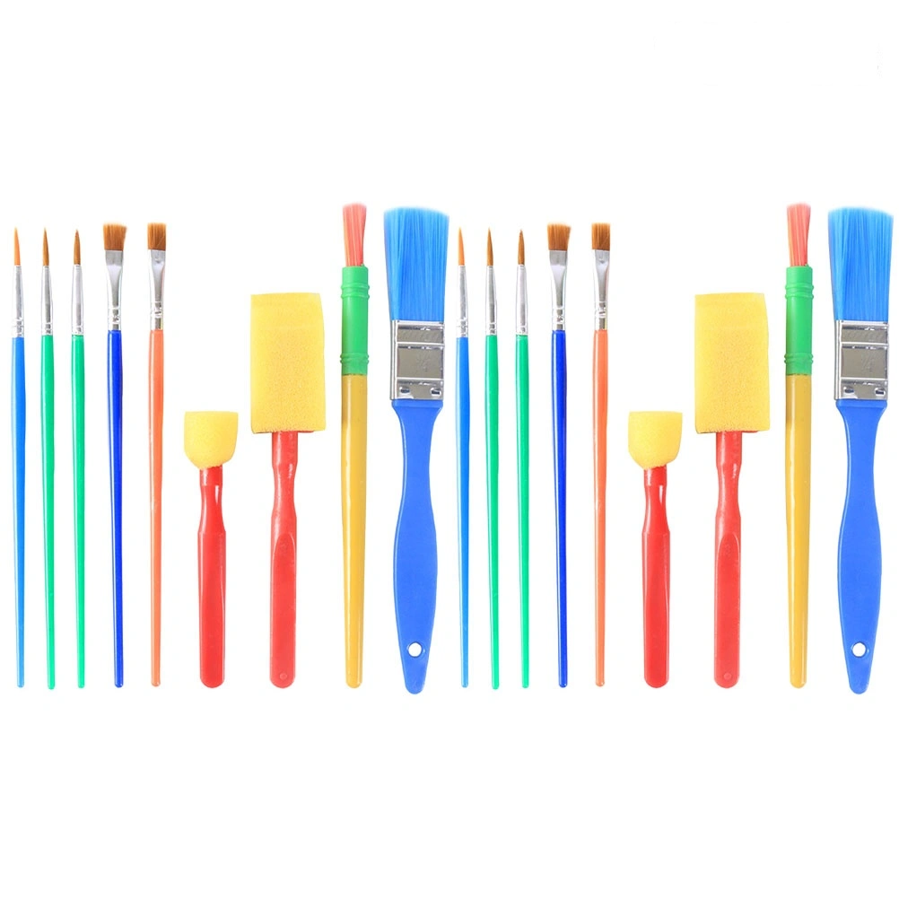 18pcs of One Set Portable Paintbrush DIY Art Painted Sponge Brushes Graffiti Sponge Brush Funny Stamp Brush for Kid Girls Boys (9pcs x 2)