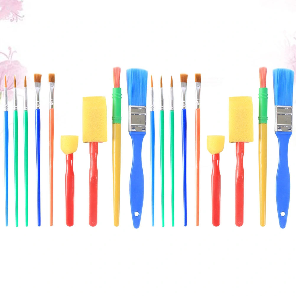 18pcs of One Set Portable Paintbrush DIY Art Painted Sponge Brushes Graffiti Sponge Brush Funny Stamp Brush for Kid Girls Boys (9pcs x 2)