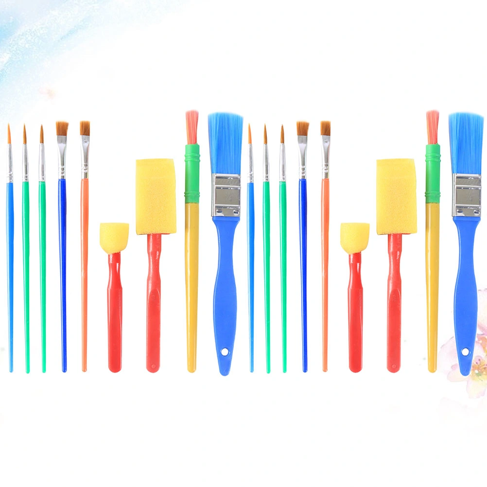 18pcs of One Set Portable Paintbrush DIY Art Painted Sponge Brushes Graffiti Sponge Brush Funny Stamp Brush for Kid Girls Boys (9pcs x 2)