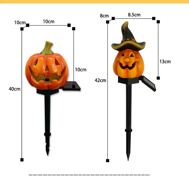 2pcs Solar Powered Garden Light Stake Pumpkin Garden Stake Halloween Light Decor