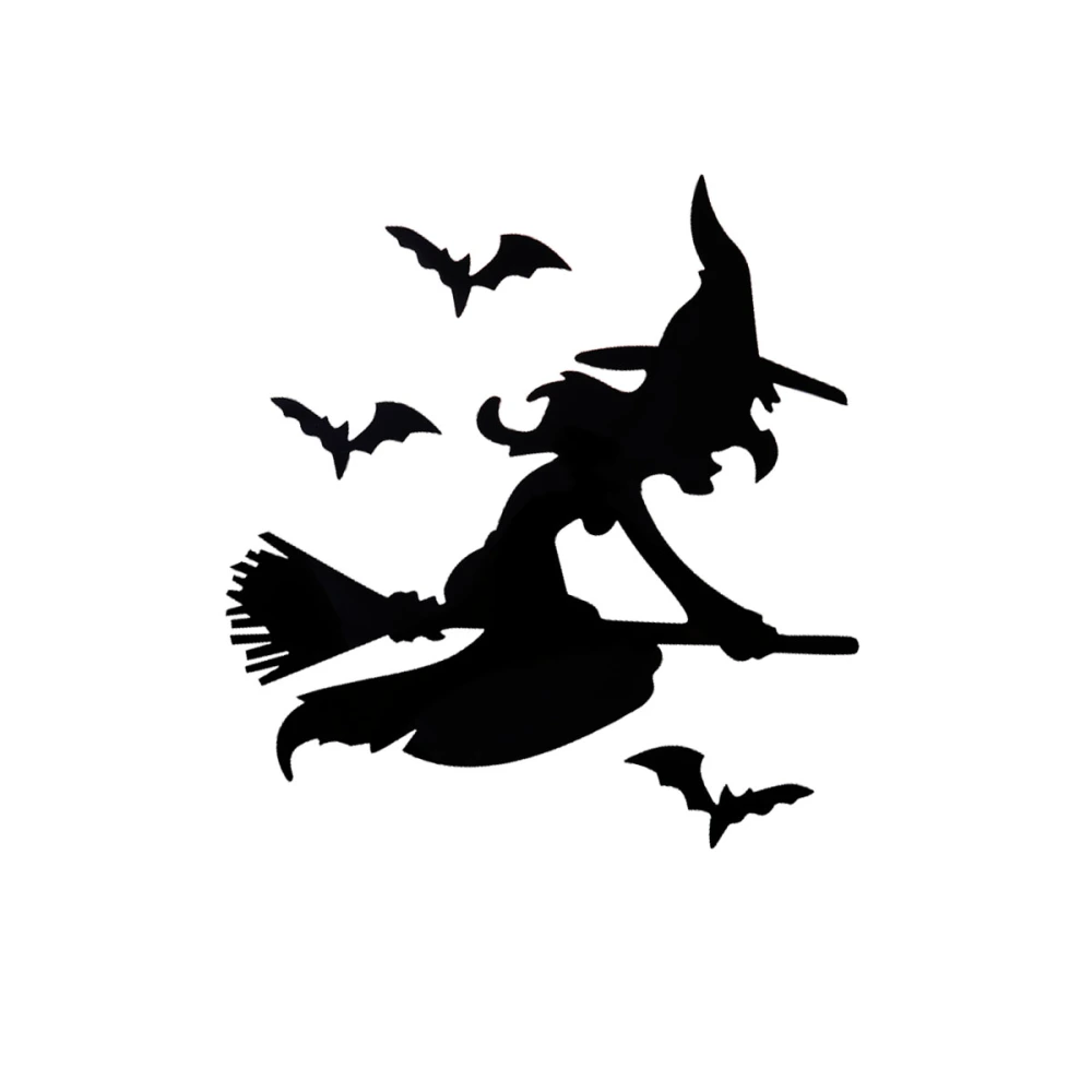 Halloween Mirror Witch Wall Sticker Family Home Decal Decoration Wall Art Mural Living Room Bedroom Bathroom Kitchen Wall Sticker (Black)