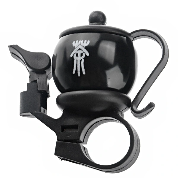 Novelty Mini Teapot Shaped Bike Bell Ring (Black)