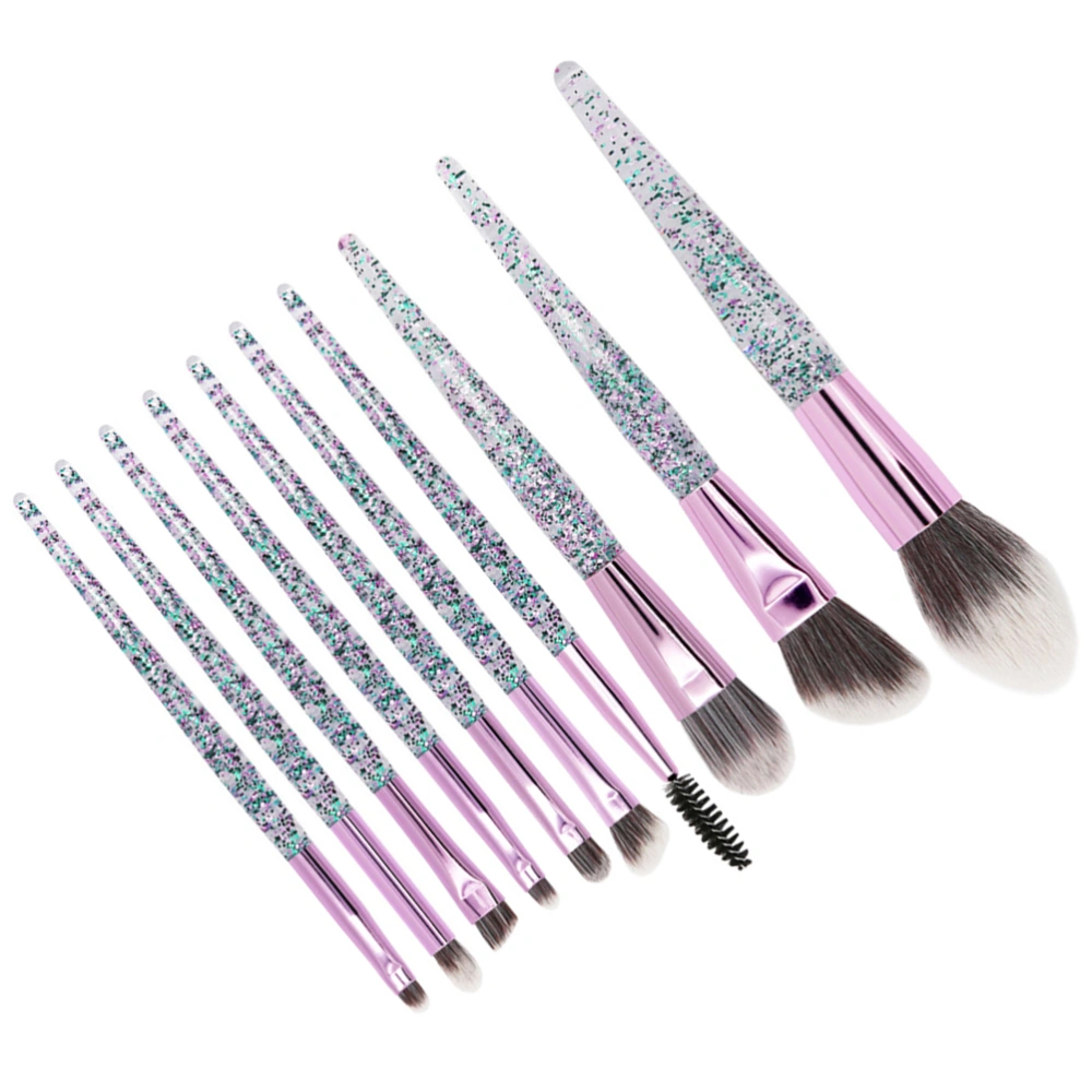 10pcs Unique Handle Makeup Brushes Multi-function Cosmetic Brush Kit Artificial Fiber Brush Set