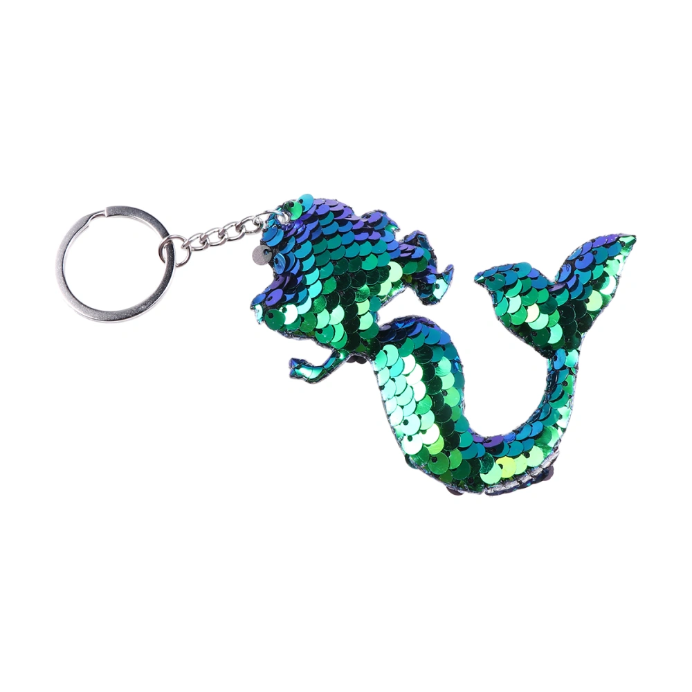 Shiny Sequins Mermaid Charm Keychain Key Rings Backpack Car Keyring Phone Accessories (Blue)