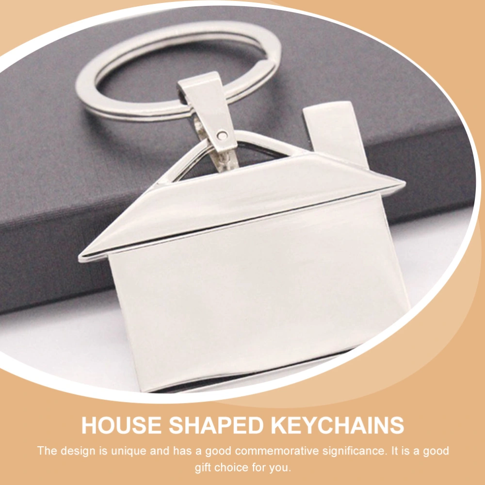 4pcs Chic House Shaped Keychains Unique Metal Key Ring Creative Key Holder