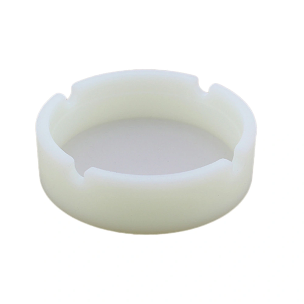 1 Pc Round Silicone Ashtray Unbreakable Heat Resistant Cigar Ashtray Luminous Ash Container - 8.3x2.3cm (White)