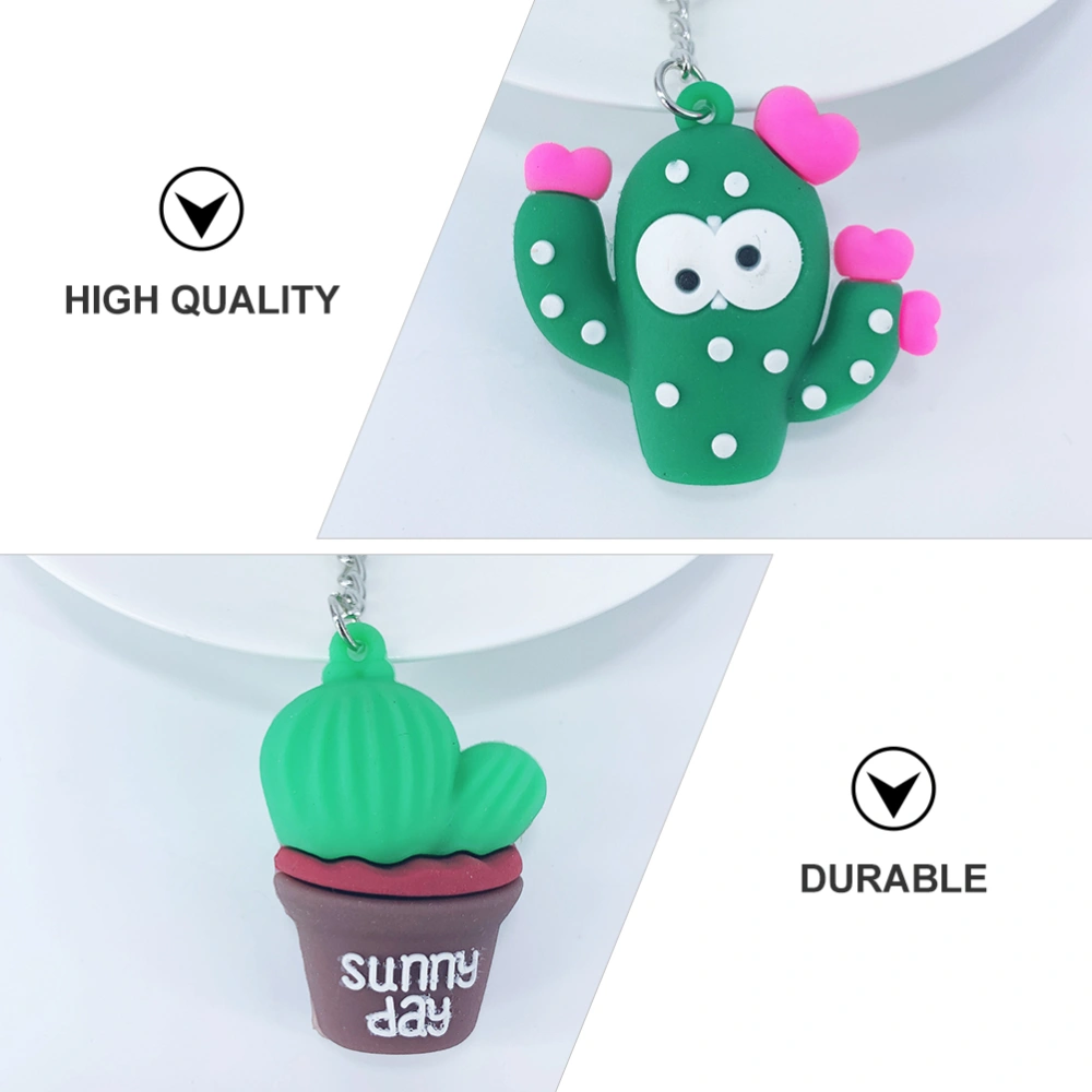 4pcs Cactus Shape Keychain Bag Pendant Car Key Accessory (Random Style)