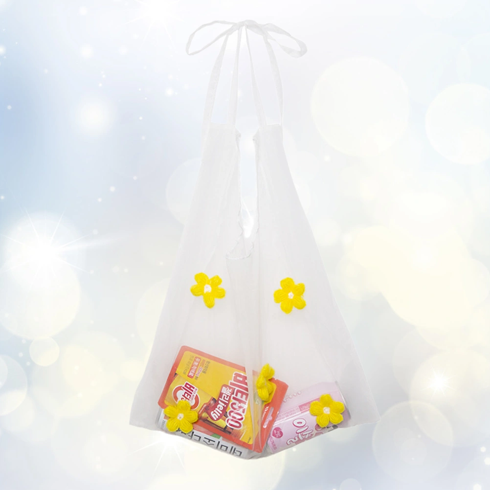 Fashion Daisy Shoulder Bag Organza Shopping Bag Eco-friendly Bag Handbag Casual Shoulder Pouch(Yellow)