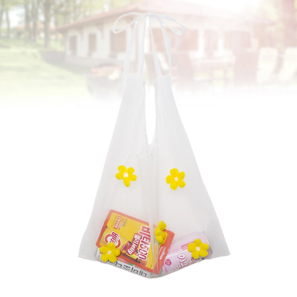 Fashion Daisy Shoulder Bag Organza Shopping Bag Eco-friendly Bag Handbag Casual Shoulder Pouch(Yellow)