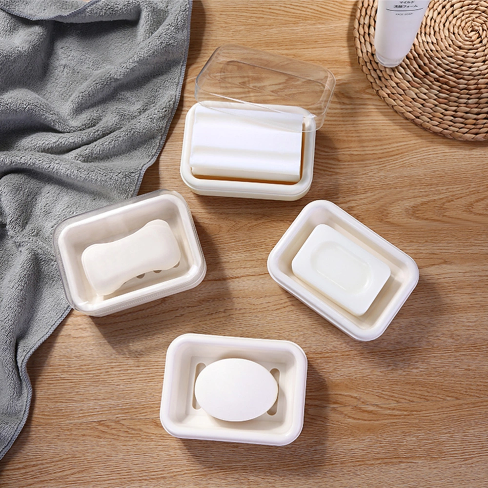 2pcs Simple Soap Box Soap Holder Case with Lid Soap Container Bathroom Soap Container for Home Hotel (Beige, Grey)