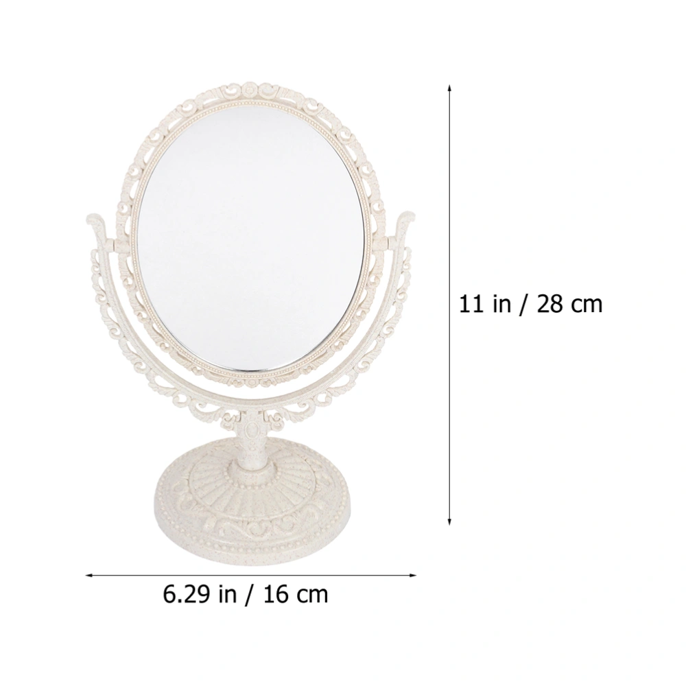 2Pcs Vintage Tabletop Makeup Mirror Rotating Beauty Mirror Dresser Mirror Decor