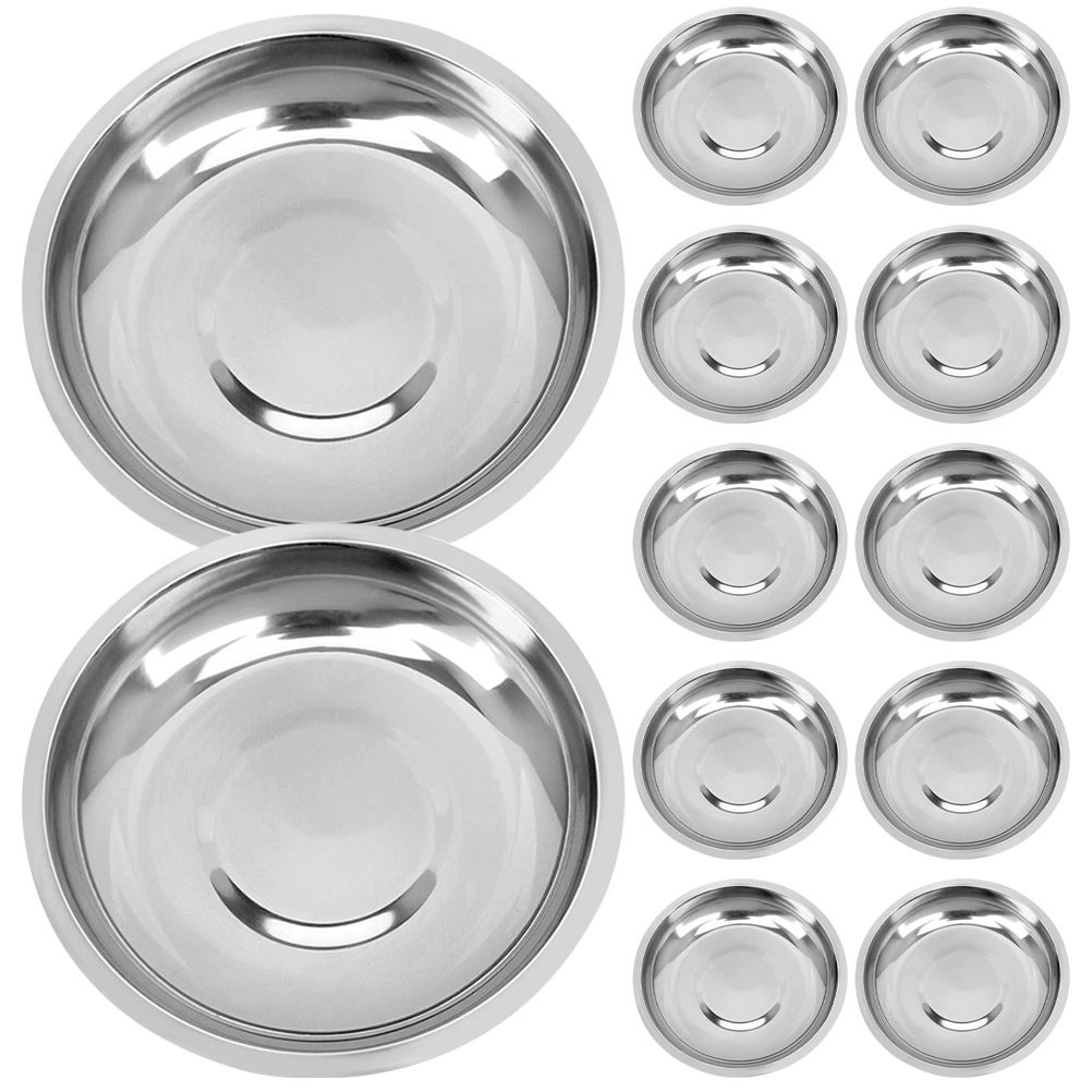 12Pcs Stainless Steel Seasoning Dishes Sauce Dishes Round Seasoning Bowls Condiment Cups