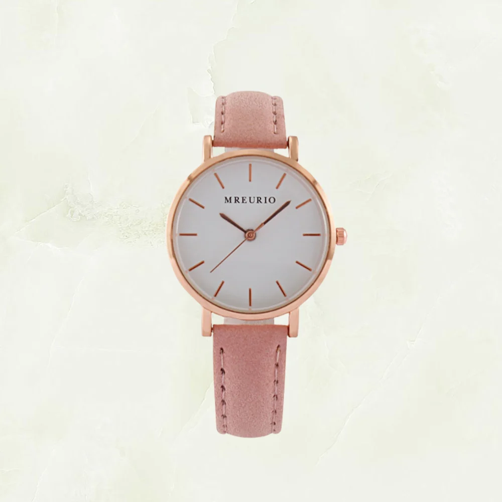 1PC Women Watch Casual Leather Strap Wrist Watch Quartz Watch for Ladies Girls (Pink)