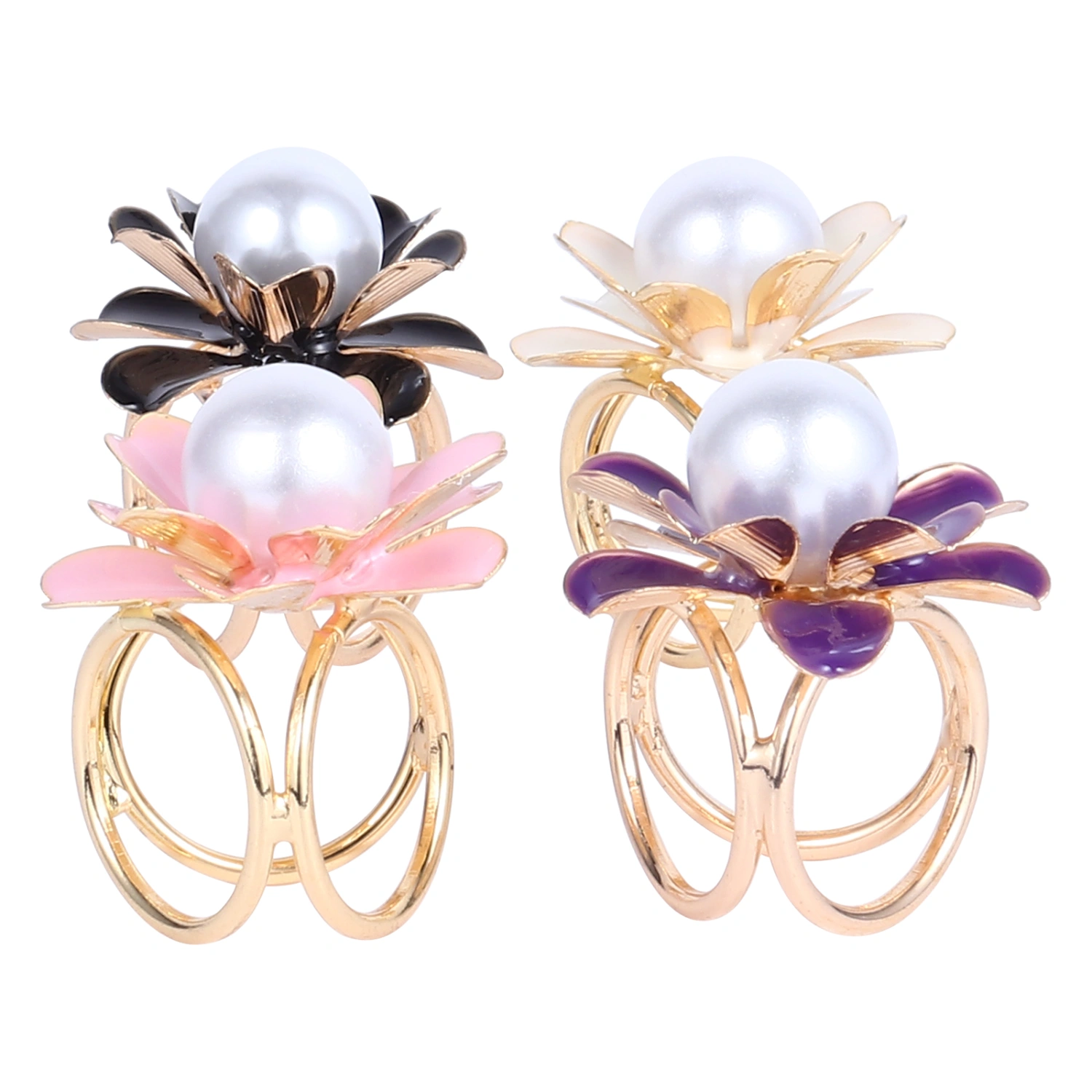 4PCS Vintage Retro Scarf Buckle Flower Pattern Zinc Alloy Scarf Buckle