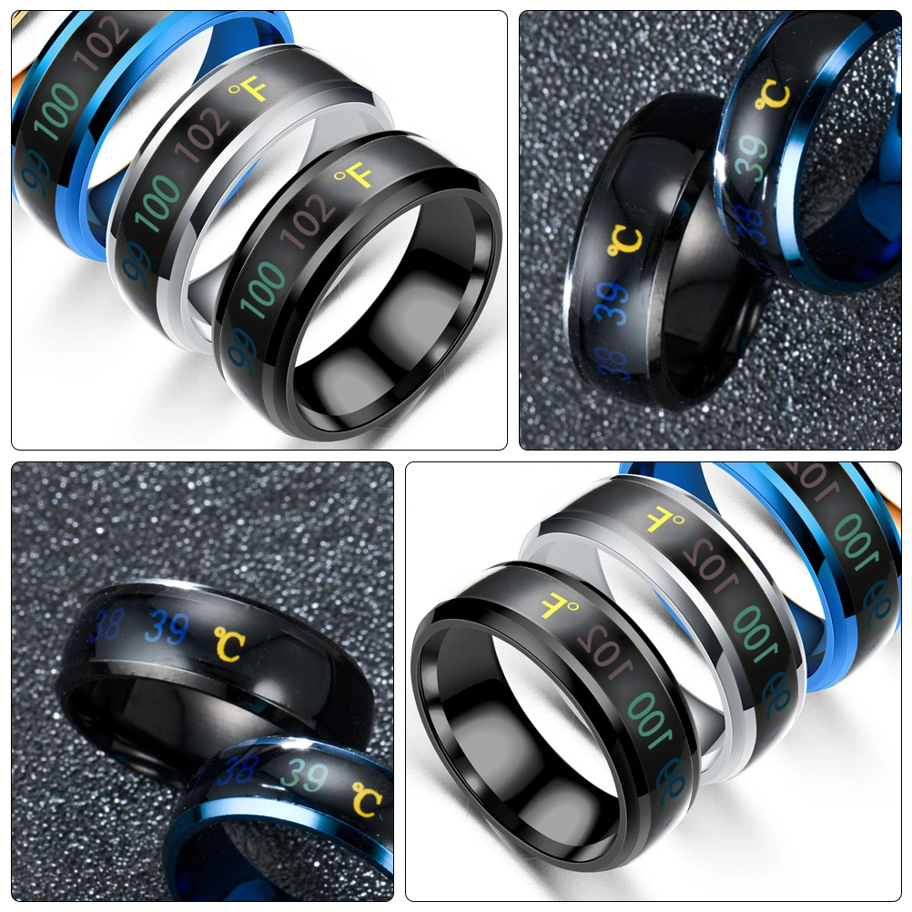 1Pc Fashion Ring Jewelry Intelligent Temperature Display Couple Ring (No.11)