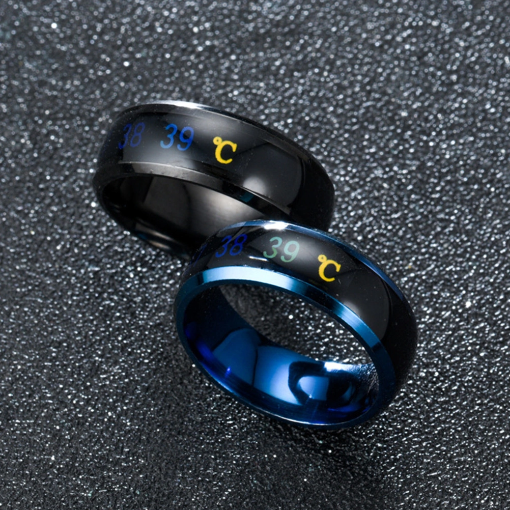 1Pc Fashion Ring Jewelry Intelligent Temperature Display Couple Ring (No.11)