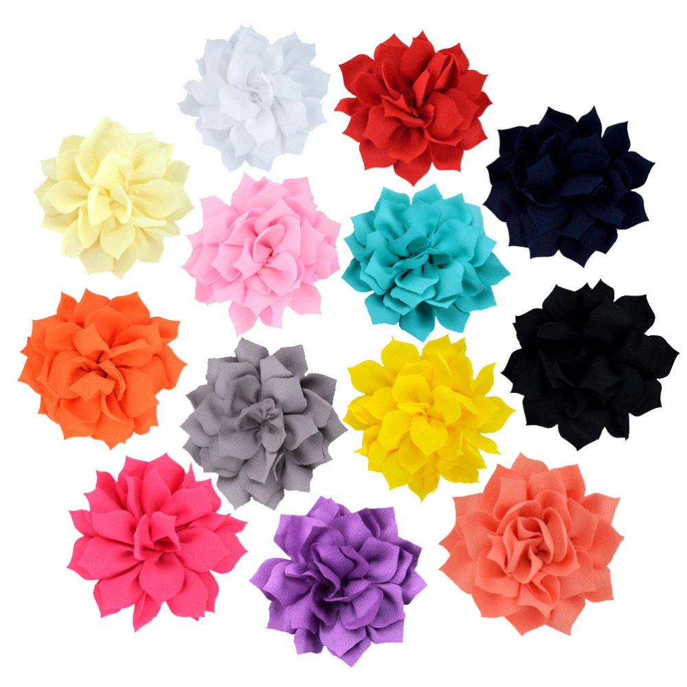 8pcs 9cm DIY Chiffon Pointy Flower Water Lily Wave Accessory for Headdress Garment (Random Color)